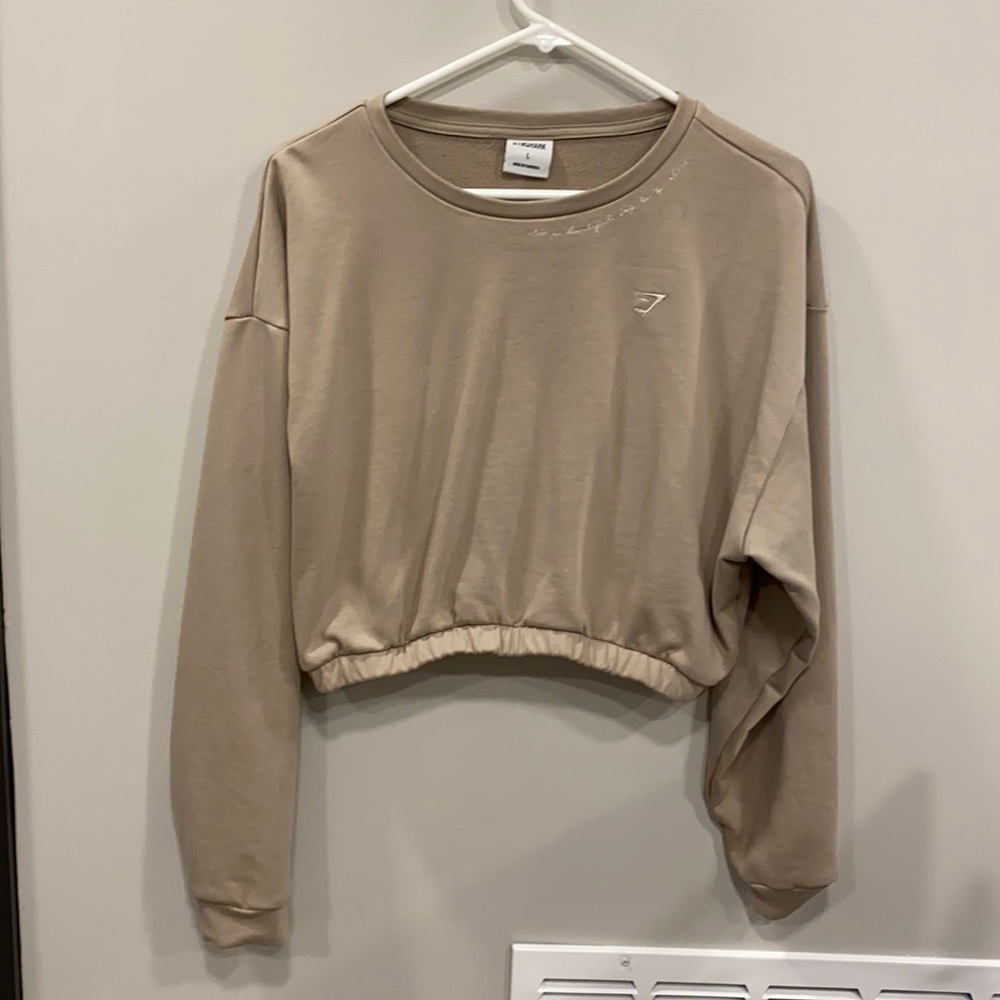 GymShark x Whitney Simmons crop pullover in Mink